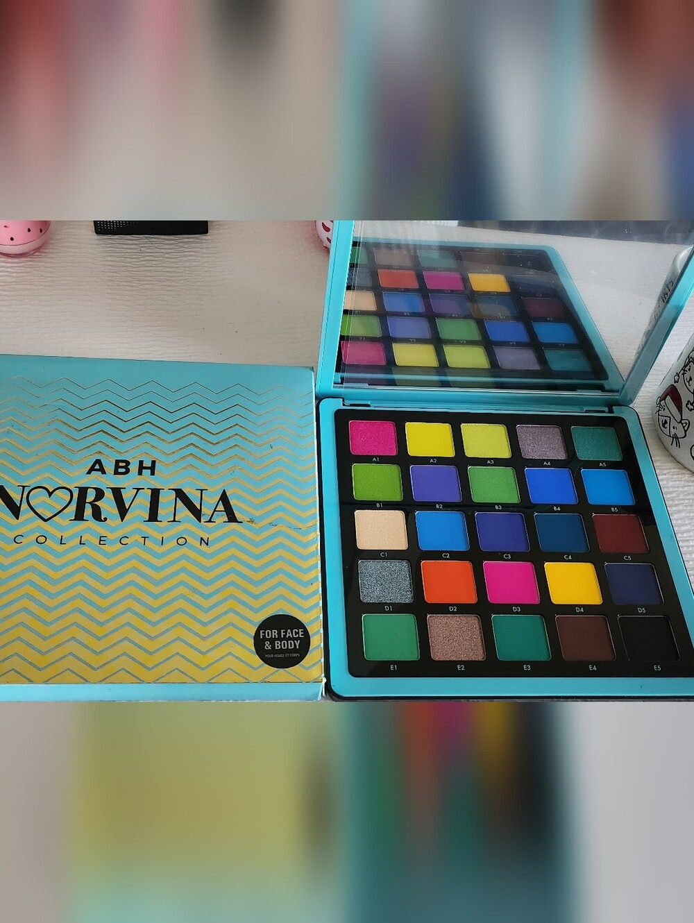ABH Norvina Collection Metallic Chevron Eyeshadow Palette - Turquoise & Gold - Picture 2 of 2